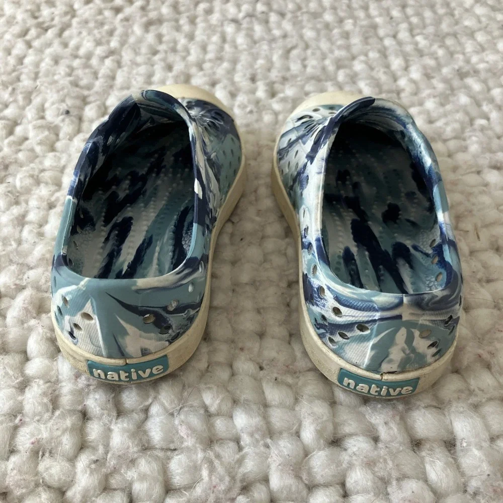 Native‎ Jefferson Youth Girl Boy Slip-On Blue Tie Die Size C7 Shoes Water